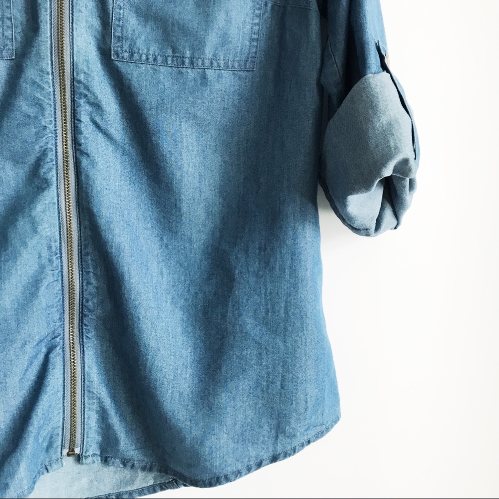 Michael Kors Chambray Zip-Front Shirt - Picture 9 of 12